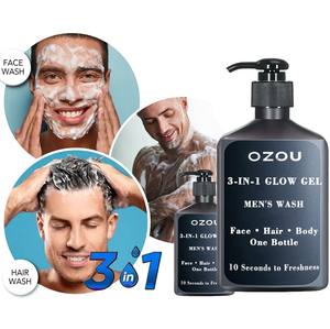Usine OZOU marque privée personnalisée nouvel arrivage de <span class=keywords><strong>gel</strong></span> <span class=keywords><strong>douche</strong></span> bio 3 en 1 pour hommes de <span class=keywords><strong>luxe</strong></span> nettoyant pour le corps shampooing nettoyant pour le visage - Product Image 1