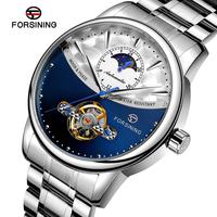 Forsining Design de luxe Bracelet en acier inoxydable résistant à l'eau montre-bracelet pour homme cadeau expédition rapide montres mécaniques automatiques Moonphase