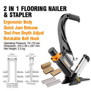 مسدس مسامير هوائي 2 في 1 من فريمان، عيار 15.5 و16، للخشب الصلب، يدوي، مع وظيفة التثبيت بالمسامير والدبابيس الهوائية - Product Image 2