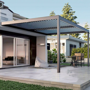 Gazebo extérieur à toit rigide en aluminium avec pergola en alliage d'aluminium revêtue et cadre enduit de poudre Tonnelles coupe-vent et résistantes à la pourriture - Product Image 1