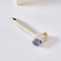 Brosse de nettoyage 2-en-1 pour vaisselle et casseroles avec têtes en nylon et fil d'acier, manche de 19 cm pour évier, four, plateau, cuisine (vente en gros)
