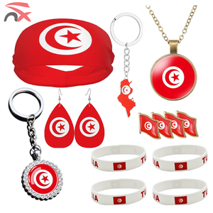 Lots de produits tunisiens en gros : Bandana, Collier, Bracelet, Boucles d'oreilles, Porte-clés, Drapeaux nationaux tunisiens - Product Image 1