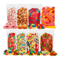 Fabricants chinois de bonbons OEM, vente en gros de bonbons gélifiés moelleux, acidulés et sucrés, aux saveurs de fruits assorties, en forme d'anneaux, d'ours et de vers