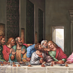 Reproduction artisanale antique de l'Ultima Cena sur toile, peinture à l'huile BCLDV-001 - Product Image 2