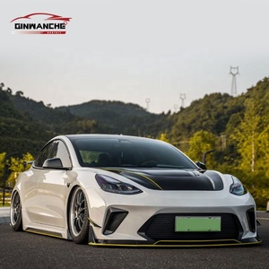 Pour Tesla modèle 3 mise à niveau kit carrosserie large pare-chocs avant pare-chocs arrière capots de moteur en fibre de carbone et <span class=keywords><strong>becquet</strong></span> de voiture GT - Product Image 3
