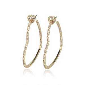 Fashion Jewelry Eco-friendly Copper Gold Plated Micro Pave Zircon High Quality Dainty Non Tarnish Big Heart Shape Hoop Earring - Product Image 1
