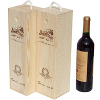 Cajas de madera para embalaje de una botella de vino, caja de madera sin procesar con tapa deslizante, venta al por mayor