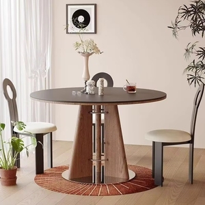 Set Tavolo da Pranzo Rotondo Moderno in <span class=keywords><strong>Legno</strong></span> di Frassino Bianco Massiccio per 4 Persone, Arredamento di <span class=keywords><strong>Design</strong></span> Ecologico per Sala da Pranzo - Product Image 2