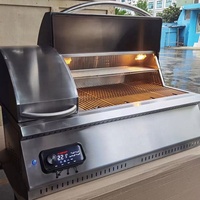 Barbecue d'extérieur en acier inoxydable à 4 brûleurs, gril à gaz encastrable de table avec dispositif de sécurité anti-épuisement d'oxygène et commande par bouton