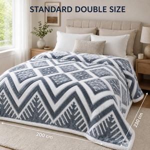 Manta de poliéster raschel premium de Polonia, 200x230 cm, diseño geométrico, estilo moderno, para uso en invierno, plegable, rectangular, para el hogar. - Product Image 2