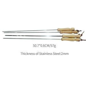 Brochetas de 51 cm para Asar, Pinchos de Acero Inoxidable Reutilizables para Barbacoa, Varillas para Barbacoa con Mango de Madera, Venta al por Mayor - Product Image 6