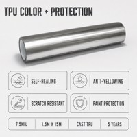 Film de protection PPF TPU métallique liquide brillant argenté de qualité supérieure, 7,5 mil, auto-réparant, anti-jaunissement, résistant aux rayures, vente en gros