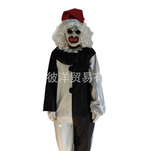 Disfraz de payaso de Halloween, mono en blanco y negro, talla única, para actuaciones en escenario, cosplay para adultos - Product Image 5