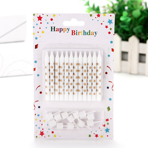 Hot bán Nguồn cung cấp bên bánh đặt Vàng Polka <span class=keywords><strong>Dot</strong></span> lượn sóng sọc sinh nhật nến - Product Image 3