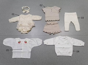 幼児赤ちゃん女の子長袖ニットロンパースジャンプスーツ子供無地ドレストップス女の子姉妹服 - Product Image 5