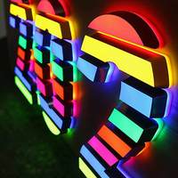 Huruf LED Akrilik Mini Personalisasi, Tanda Nama Bisnis Kustom, Tahan Air IP65, untuk Jendela Toko, Gedung, Kantor