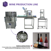 Ligne de machines automatiques d'étiquetage, de remplissage et de bouchage pour bouteilles de vin, liqueur de fruits, huile, avec alimentateur déboucheur pour bouteilles/flacons, 24 bouteilles/minute