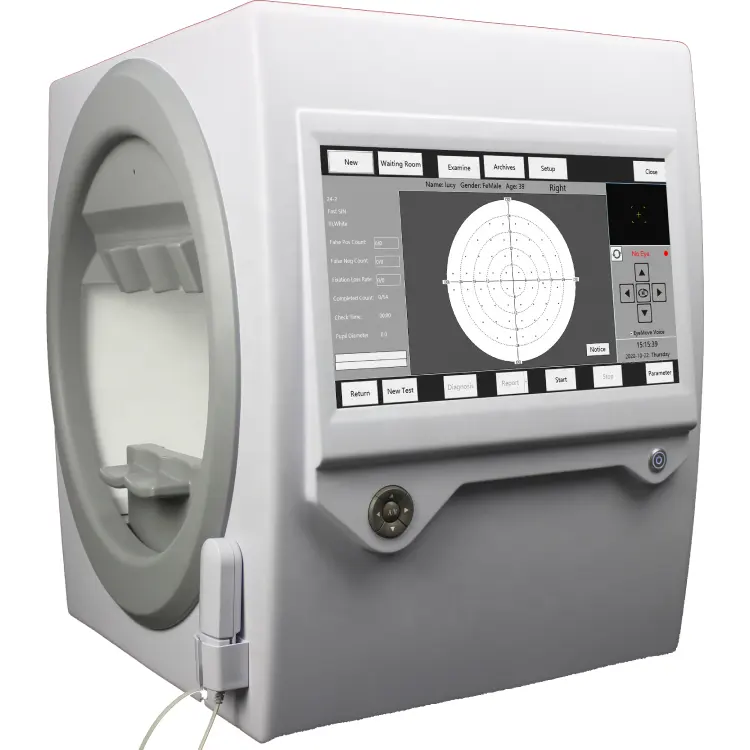 Analisador de campo visual perimímetro kenético com perimmetro automático de cobertura completa do campo