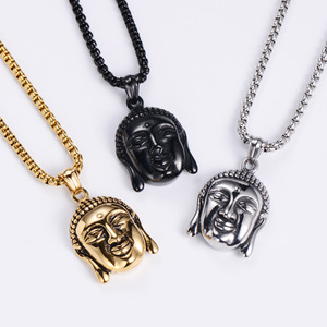 Pendentif <span class=keywords><strong>bouddha</strong></span> en acier inoxydable pour hommes personnalisé en usine amulette plaqué or 18 carats bijoux religieux Type bouddhisme - Product Image 2