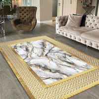 Tapis de sol vintage de luxe 3m, design marbré moelleux personnalisé, imprimé 3D abstrait, pour salon