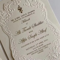 Cartes d'invitation de mariage personnalisées de luxe en relief, papier artistique, logo couleur personnalisé, impression numérique UV, cérémonie de mariage