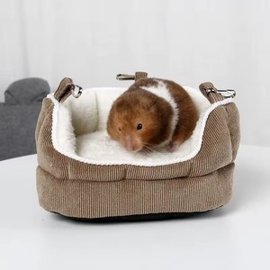 Lit-niche pour animaux de compagnie en velours chaud d'hiver, motif brodé personnalisé, vente en gros, pour hamsters et cochons d'Inde - Product Image 1