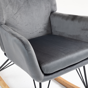 Fauteuil à bascule moderne et confortable pour salon, mobilier de maison avec revêtement en tissu et style panneau en bois - Product Image 3