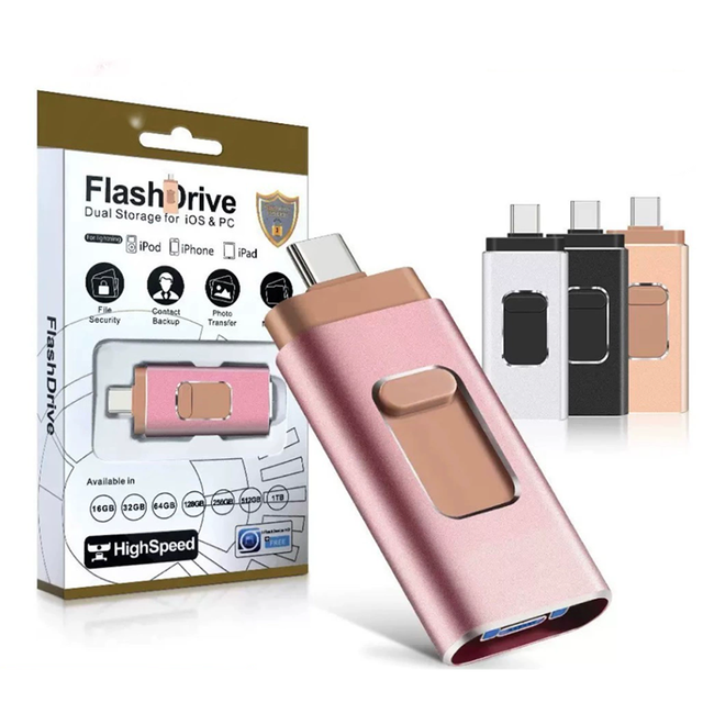 High Speed Type C Otg Flash Drive 256gb 8gb 16Gb 32Gb 64gb 128gb Pendrive Wholesale 4 in 1 Type-c Otg Usb Flash Drive