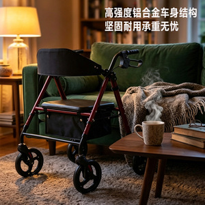 Promising Four Wheel <b>Walker</b> Aluminum Alloy Foldable Lightweight For <b>Elderly</b> Rehabilitation Training - Product Image 3