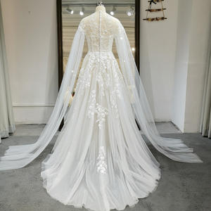A-line Sweetheart Illusion Long Sleeve With Bodice Wedding Dress Appliques Bridal Dress <strong>Gown</strong> RL062 - Product Image 3