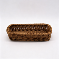 Panier à ustensiles marron en rotin PP tressé à la main, écologique, de qualité alimentaire, étanche et peu encombrant, pour couteaux, fourchettes et baguettes