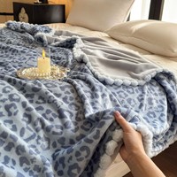 Couverture décorative douillette double couche en fibres de lait, style coréen, motif plantes et fleurs, écologique, pour canapé