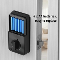 Kunci Pintar Sidik Jari Keamanan Tinggi Vertexis, Paduan Aluminium, Aplikasi Tuya TTlock, WiFi, Tipe-C, Tanpa Kunci, Pintu Kaca, Kelas C