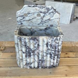 Hotel kamar mandi kustom Calacatta Viola marmer wastafel pabrik mewah dibuat dudukan dinding <span class=keywords><strong>Vanity</strong></span> - Product Image 3