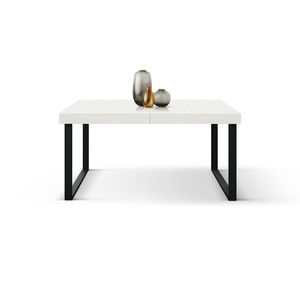 Table à manger extensible en chêne rustique 140x90 avec pieds en métal noir en forme de U pour usage intérieur - Product Image 3