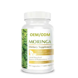 Private Label Moringa Capsules Single Origin Moringa Powder Green Superfood for Antioxidant Support and Wellness