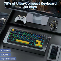 Clavier mécanique programmable personnalisé AULA F75, branchement à chaud, sans fil, triple mode, rétroéclairage RVB, USB Type-C, clavier anti-éclaboussures