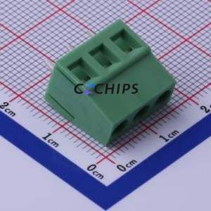 DB128V-5.0-3P-GN-S Screw Terminal Block Through hole Component (THT),P=5mm Connector 1x3P 5mm Green Through Hole - Product Image 1