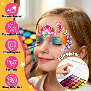 Kit de peinture faciale professionnelle OEM 40 couleurs néon mat nacré scintillant, non toxique, séchage rapide, sans métaux lourds, application en une seule couche - Product Image 2
