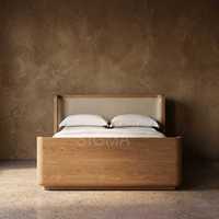 Cadre de lit en bois de chêne taille King, lit plateforme en bois massif avec lattes en bois, lit en bois naturel artisanal pour chambre à coucher, maison, hôtel