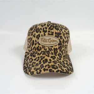 Vietnam Low Moq Mujeres Leopard Trucker Cap Logotipo personalizado Snapback Malla Deportes Gorra de béisbol 5 Panel Plain Brown Adult Headwear Hat - Product Image 2