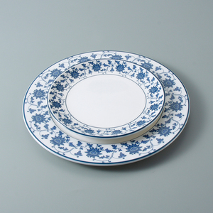 Juego de platos de melamina para cena, vajilla de plástico azul y blanco real China, Kit de tazas de plástico esmaltadas, respetuosas con el medio ambiente, más de 10 - Product Image 4