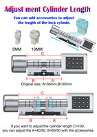 Cylindres de serrure à mortaise biométriques 6068 Ttlock pour application de serrure intelligente, loquet réglable, code sans clé, acier inoxydable