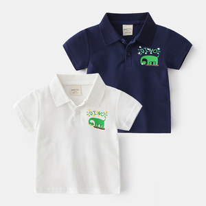 Boys' Summer Polo Shirt With Short Sleeves and Animal Print Lapel Pure Cotton From China Supplier - Product Image 6