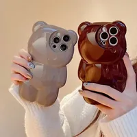 Coque de téléphone INS Japon Cartoon Mignon Ours 3D Scintillant Bling pour iPhone 15 16 17 14 13 12 11 Pro Max Housse Souple Antichoc Protectrice