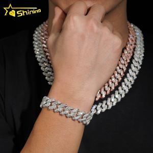 Hip Hop joyería diseño caliente rapero collar 925 plata esterlina 15MM Rosy VVS moissanite cadena de eslabones cubanos - Product Image 3