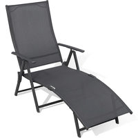 Chaise longue pliante de jardin avec dossier réglable en 6 positions, tissu respirant