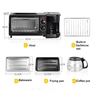 Máquina de desayuno eléctrica compacta 3 en 1, sartén portátil de acero inoxidable para horno tostador de café para dormitorios, cocinas pequeñas - Product Image 6