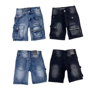 Nouveau <span class=keywords><strong>Jean</strong></span> Été Multi-Poches 2-8 Ans pour Garçons, Style Droit <span class=keywords><strong>Blanc</strong></span> Délavé Déchiré avec Décorations Lavées, Export DMD2501 - Product Image 5