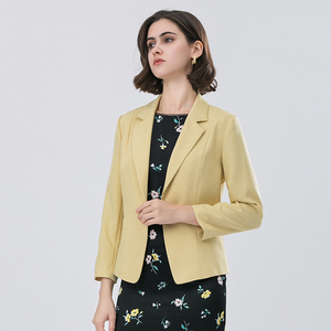 Blazer Feminino Minzestyle Amarelo de Primavera com Manga Três Quartos, Ajuste Slim e Botão Único - Product Image 2
